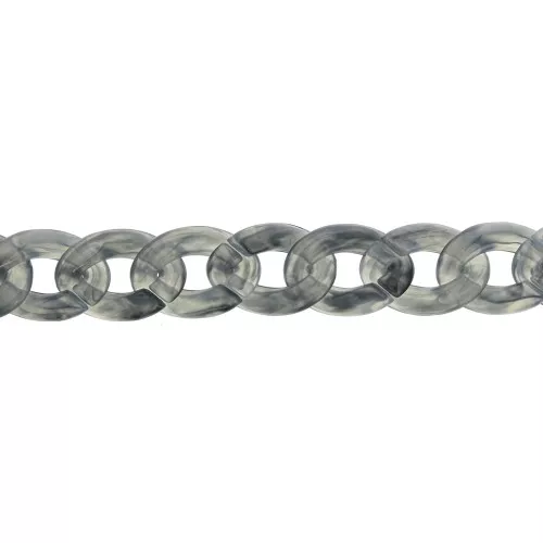 Glossy plastic chain with oval twisted links 29x21 mm - Cloud Grey x50 cm