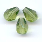 Fire Polished faceted pear-shaped beads 7x5mm Olivine x25