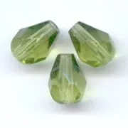 Fire Polished faceted pear-shaped beads 7x5mm Olivine x25