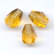 Fire Polished faceted pear-shaped beads 10x7mm Topaz x20