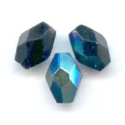 Faceted olive-shaped beads, 6x4 mm - Jet AB, 25 pieces