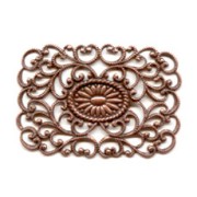 Rectangular filigree finding 42x29mm Old copper tone x1