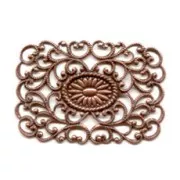 Rectangular filigree finding 42x29mm Old copper tone x1