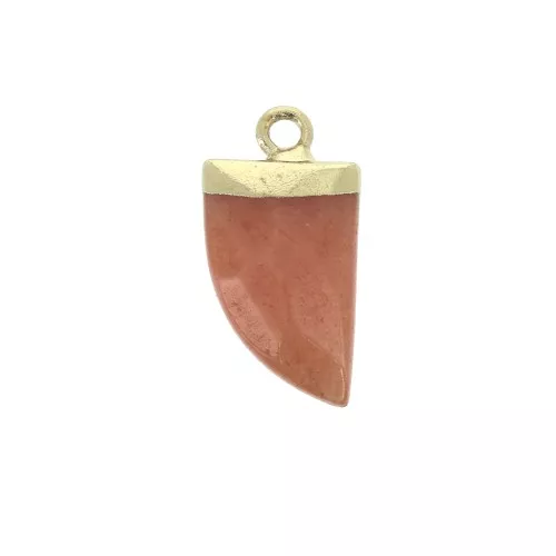 Mini tooth pendant with a synthetic faceted gemstone 20 mm Red Aventurine/Gold x1