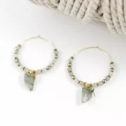 Mini tooth pendant with a synthetic faceted gemstone 20 mm Red Aventurine/Gold x1