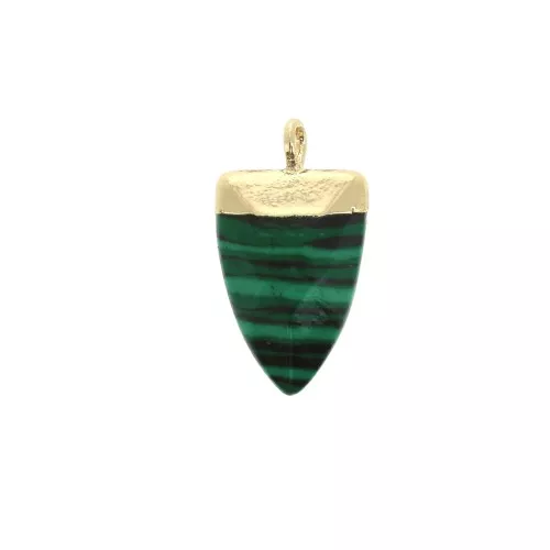 Mini pendant with a synthetic faceted gemstone 18 mm Malachite / Gold Tone x1