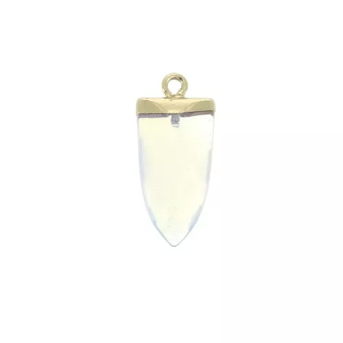 Pendant with a synthetic faceted gemstone 25 mm White Opal / Gold Tone x1