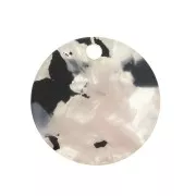 Round plexiglass sequin 19 mm Tortoise Shell effect - Beige / Black x1