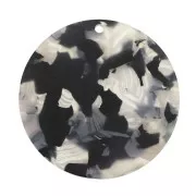 Round plexiglass sequin 38 mm Tortoise Shell effect - Beige / Black x1
