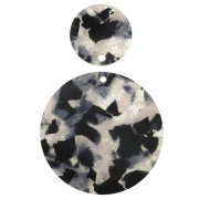 Round plexiglass sequin 38 mm Tortoise Shell effect - Beige / Black x1