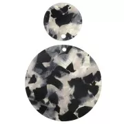 Round plexiglass sequin 38 mm Tortoise Shell effect - Beige / Black x1