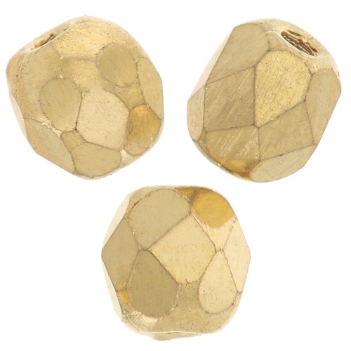 Fire Polished faceted round beads 8mm 24k Gold plated x10