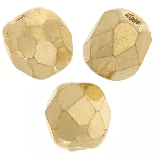 Fire Polished faceted round beads 8mm 24k Gold plated x10