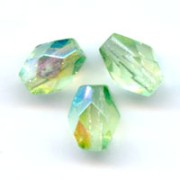 Faceted olive-shaped beads, 6x4 mm - Peridot AB, 25-pack
