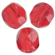 Fire Polished faceted round beads 5mm Light Siam  x50
