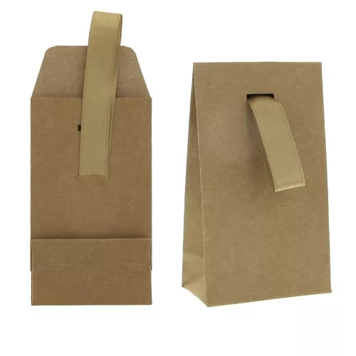 Cardboard Giftbox 7x12x4.2 cm with ribbon - Kraft Natural x1