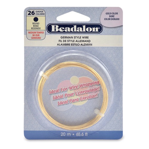 0.41 mm Round Brass Wire - German Style Wire - Gold-Plated x 20 m