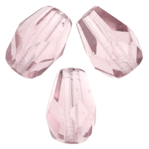 Faceted pear-shaped beads, 7x5 mm - Light Amethyst x25