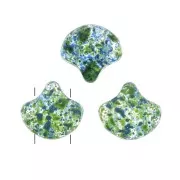 Czech Glass beads Ginko Duo 2 holes 7.5x7.5 mm Confetti Splash Blue Green x10g
