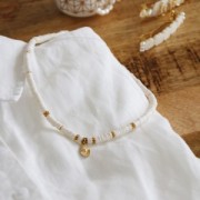 Heishi polymer clay rondelle beads 3.5x1 mm Ivory x45 cm