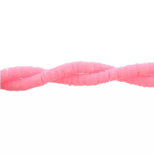 Heishi polymer clay rondelle beads 3x1 mm Rose Bonbon x45 cm