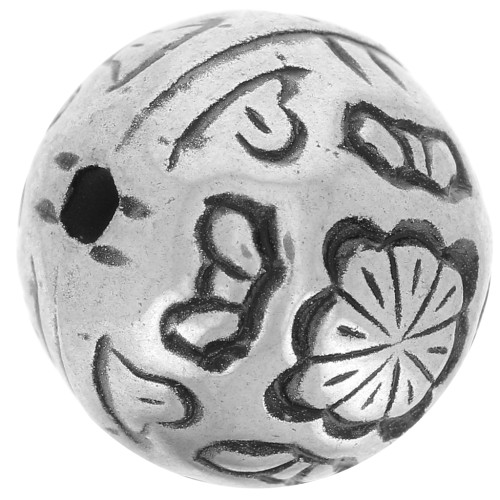 CCB round beads 10mm Silver tone x 5