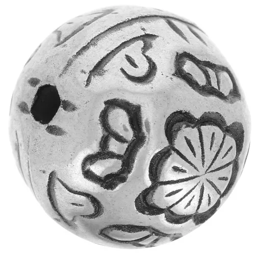 CCB round beads 10mm Silver tone x 5