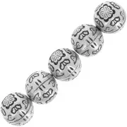 CCB round beads 10mm Silver tone x 5