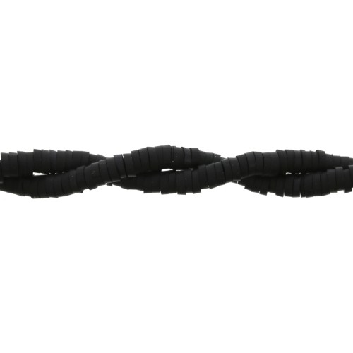 Heishi polymer clay rondelle beads 3.5x1 mm Black x45 cm