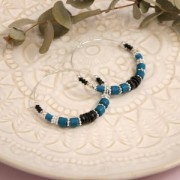 Heishi polymer clay rondelle beads 3x1 mm Peacock blue x45 cm