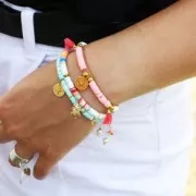 Heishi polymer clay rondelle beads 3x1 mm Light Grey x39 cm