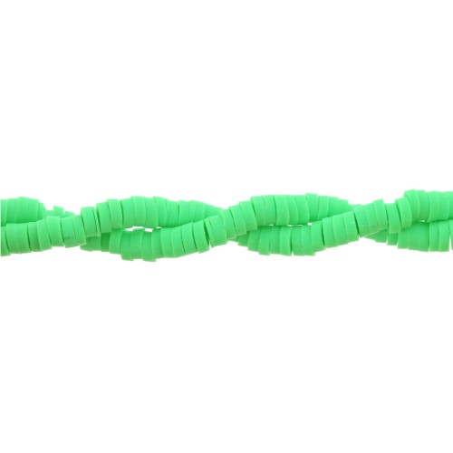 Heishi polymer clay rondelle beads 3x1 mm Light Green x45 cm