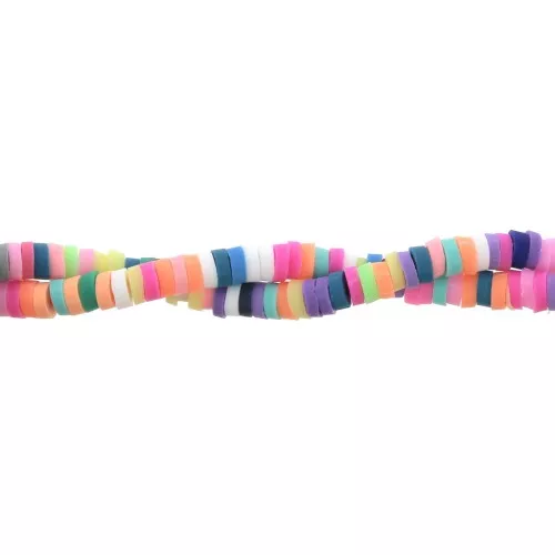 Rondelle beads Heishi polymer clay 3x1 mm Multicolor Neon x39 cm
