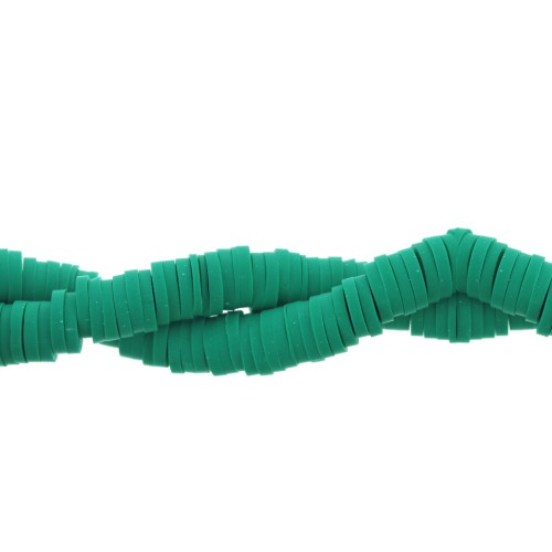 Heishi polymer clay rondelle beads 6x1 mm Emerald Green x39 cm