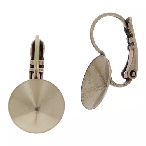1122 Rivoli Cabochon Leverback earrings 10 mm bronze x2