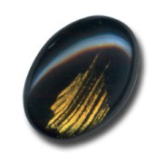 Cabochon 25x18mm Jet/Gold x1