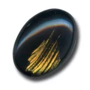 Cabochon 25x18mm Jet/Gold x1