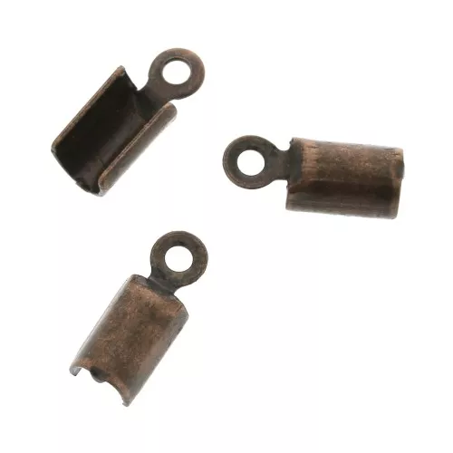 Round end clips 3mm Old copper tone x6
