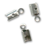 Round end clips 3mm Old silver tone x6