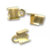 Flat end clips 4mm fine Gold plated x6