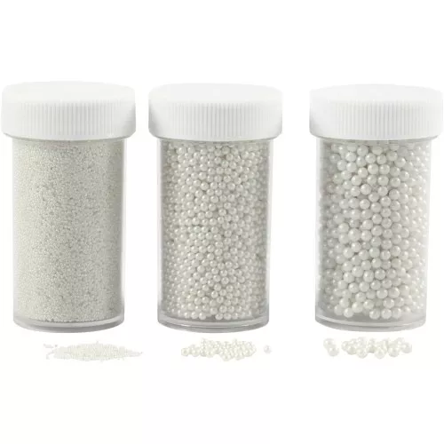 Assortment of mini glass beads from 0.6 to 3 mm - Nacre x3