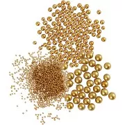 Assortment of mini glass beads from 0.6 to 3 mm - Gold Tone x3