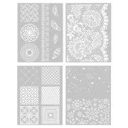 Silk Screen Graine Créative for Polymer Clay 115x150mm - 4 pattern Déco x1