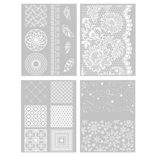 Silk Screen Graine Créative for Polymer Clay 115x150mm - 4 pattern Déco x1