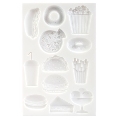 Oven-safe silicone mold for polymer clay, resin and metal clay - Junk Food x1