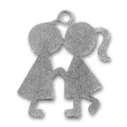 2 kids charm 26mm Old silver tone x1