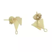Triangle earstuds with a crimp-end and loop 14x11 mm - Satin Gold Tone x2