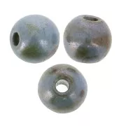 Round beads 3mm Marbled grayed green blue x50