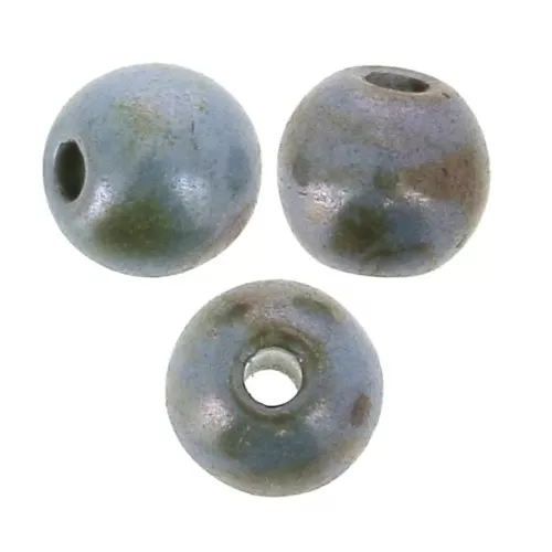 Round beads 3mm Marbled grayed green blue x50
