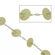 Fancy mesh chain with rectangular links/discs 7 mm - Satin Gold Tone x50 cm